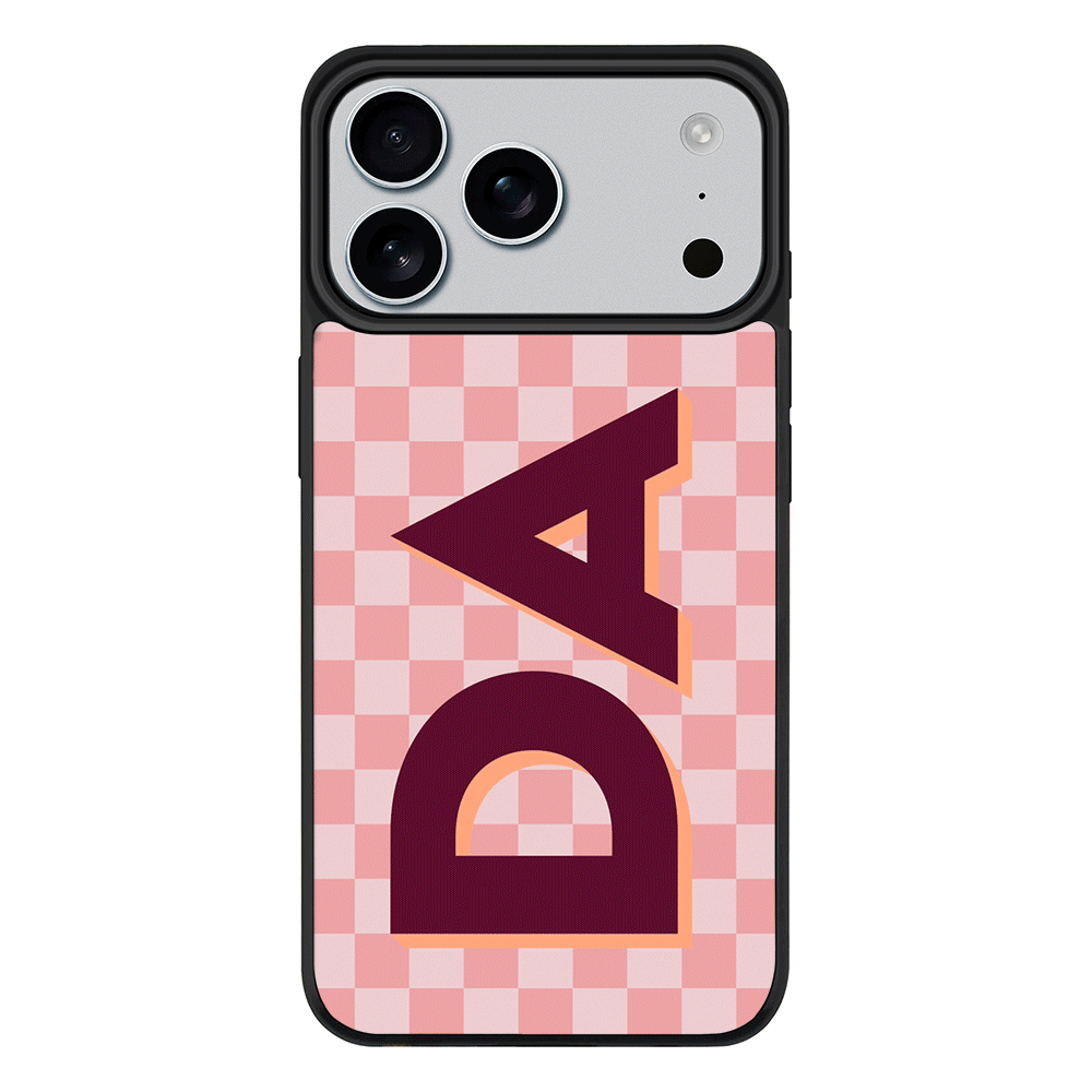 Apple iPhone 17 Pro Max / Rugged MagSafe Custom Monogram Initial Small Checkerboard, Phone Case - Stylizedd.com