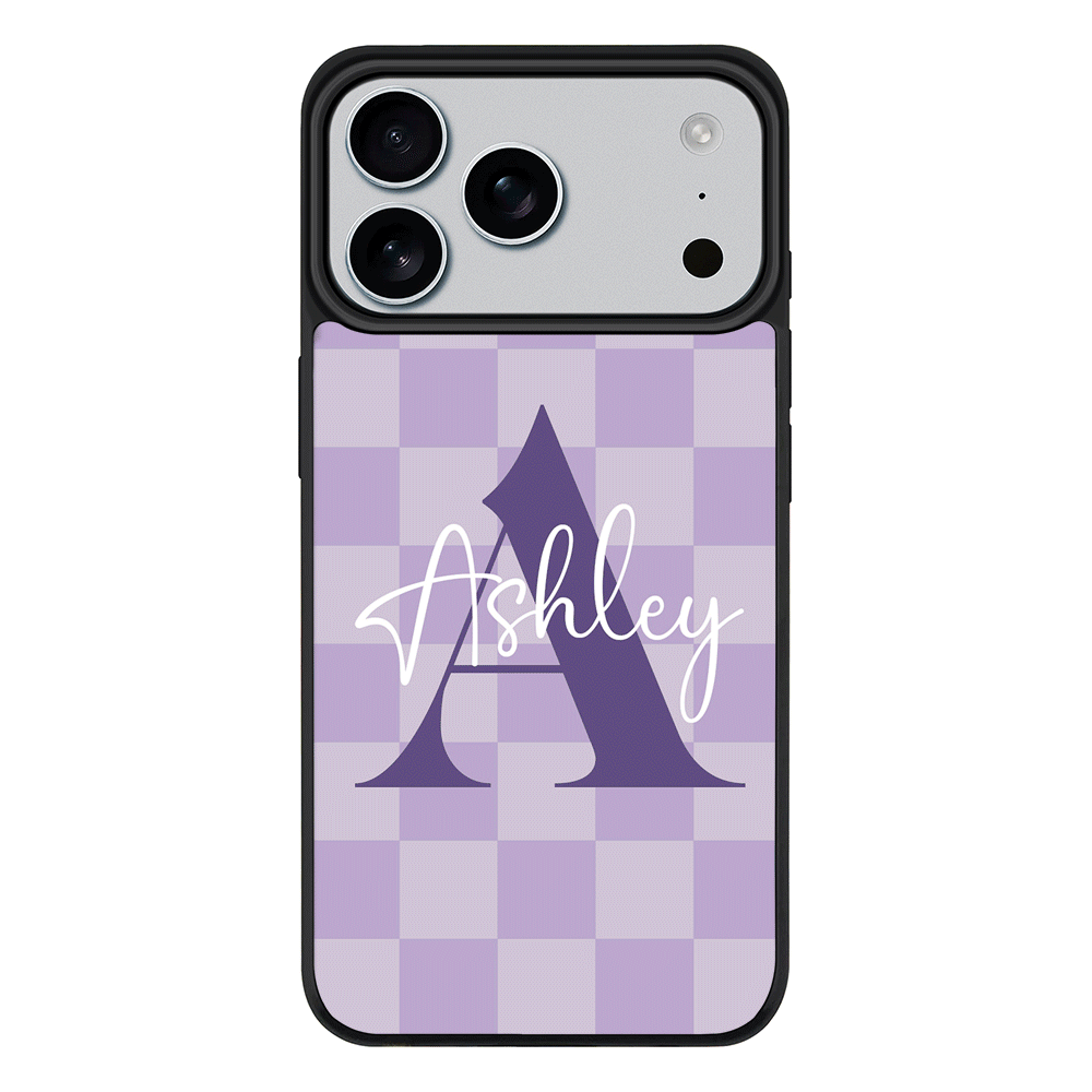 Apple iPhone 17 Pro Max / Rugged MagSafe Personalized Name Initial Monogram Checkerboard, Phone Case - Stylizedd.com