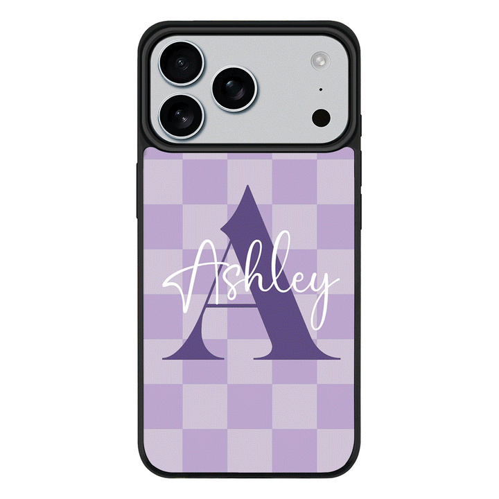 Apple iPhone 17 Pro Max / Rugged MagSafe Personalized Name Initial Monogram Checkerboard, Phone Case - Stylizedd.com