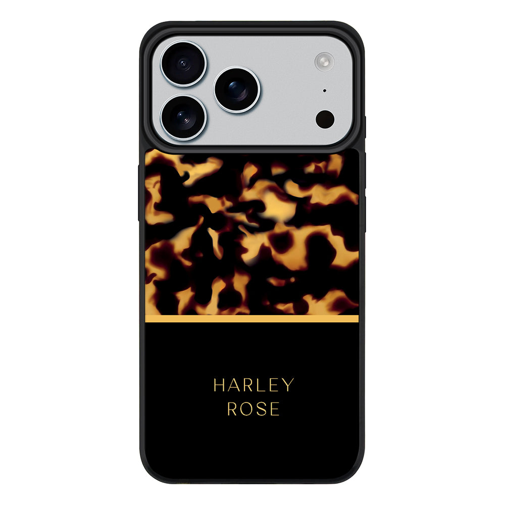 Apple iPhone 17 Pro Max / Rugged MagSafe Personalized Text Luxury Tortoise Shell Pattern, Phone Case - Stylizedd.com