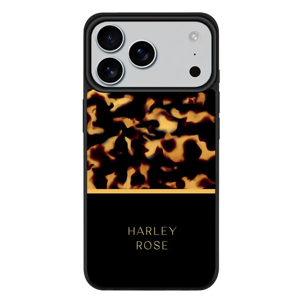 Apple iPhone 17 Pro Max / Rugged MagSafe Personalized Text Luxury Tortoise Shell Pattern, Phone Case - Stylizedd.com