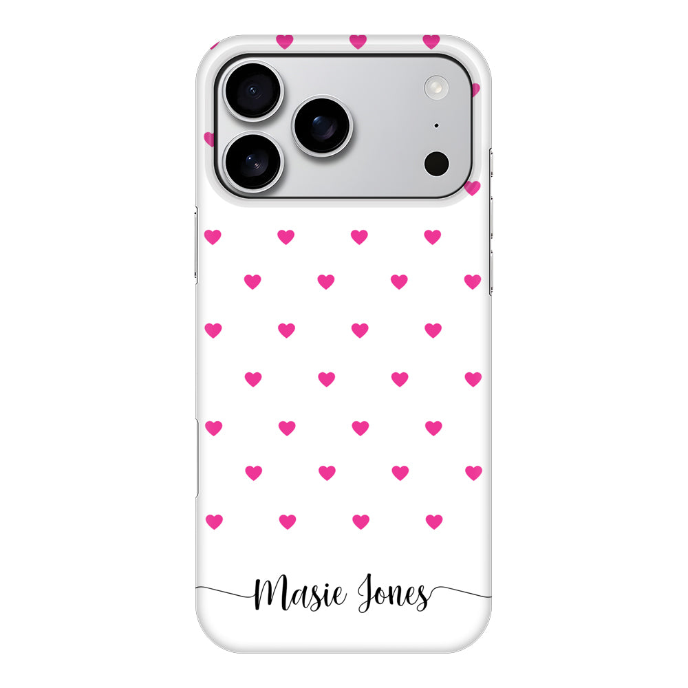 Apple iPhone 17 Pro Max / Snap MagSafe Heart Pattern Custom Text, My Name Phone Case - Stylizedd.com