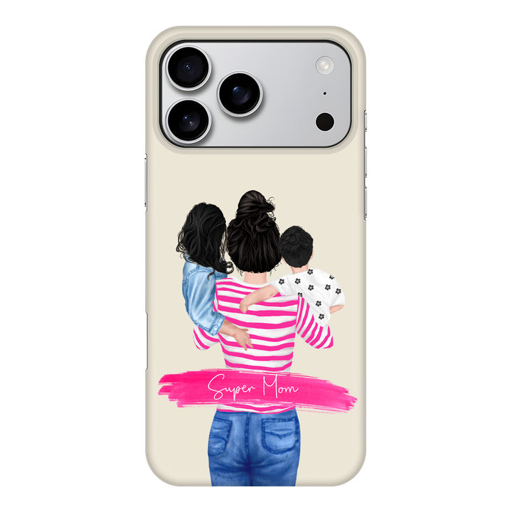 Apple iPhone 17 Pro Max / Snap MagSafe Custom Clipart Text Mother Son & Daughter Phone Case - Stylizedd.com