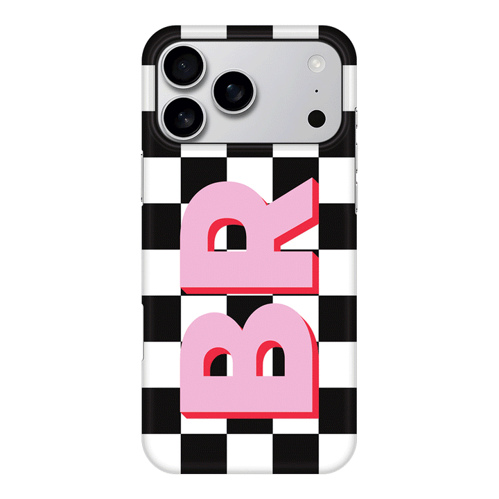 Apple iPhone 17 Pro Max / Snap MagSafe Custom Monogram Initial Checkerboard, Phone Case - Stylizedd.com