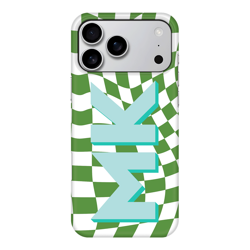 Apple iPhone 17 Pro Max / Snap MagSafe Custom Monogram Initial Wavy Checkerboard, Phone Case - Stylizedd.com