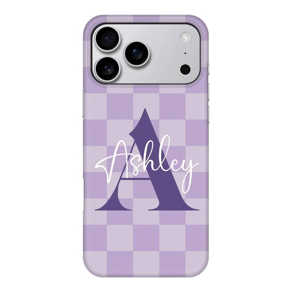 Apple iPhone 17 Pro Max / Snap MagSafe Personalized Name Initial Monogram Checkerboard, Phone Case - Stylizedd.com