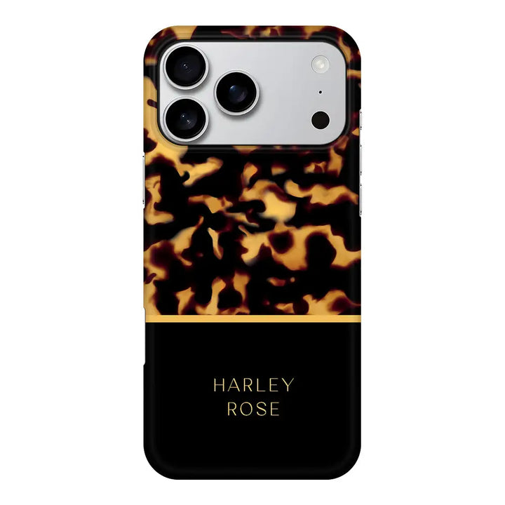 Apple iPhone 17 Pro Max / Snap MagSafe Personalized Text Luxury Tortoise Shell Pattern, Phone Case - Stylizedd.com