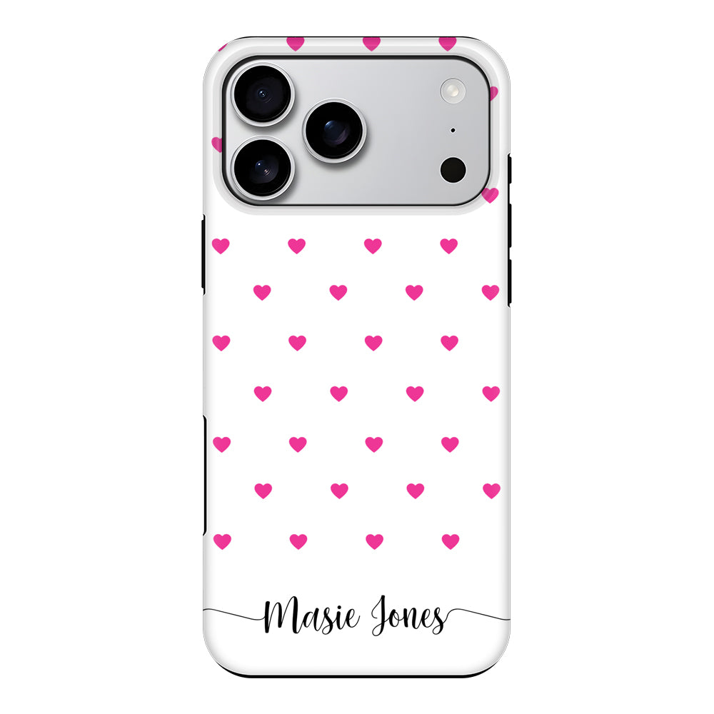 Apple iPhone 17 Pro Max / Tough MagSafe Heart Pattern Custom Text, My Name Phone Case - Stylizedd.com