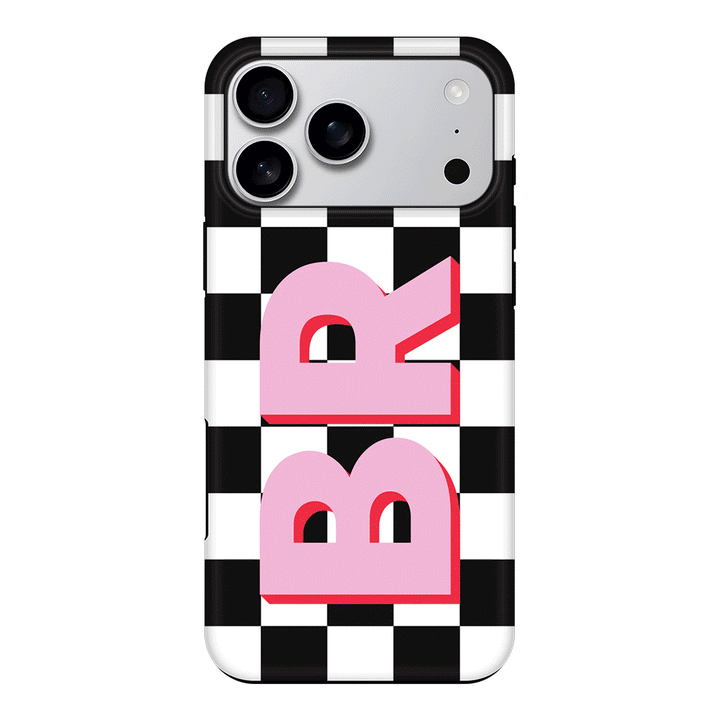 Apple iPhone 17 Pro Max / Tough MagSafe Custom Monogram Initial Checkerboard, Phone Case - Stylizedd.com