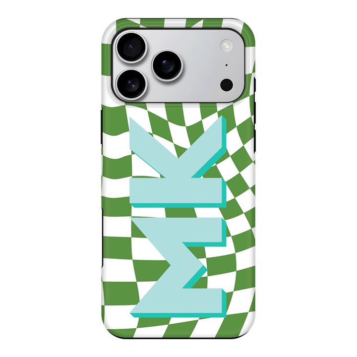 Apple iPhone 17 Pro Max / Tough MagSafe Custom Monogram Initial Wavy Checkerboard, Phone Case - Stylizedd.com