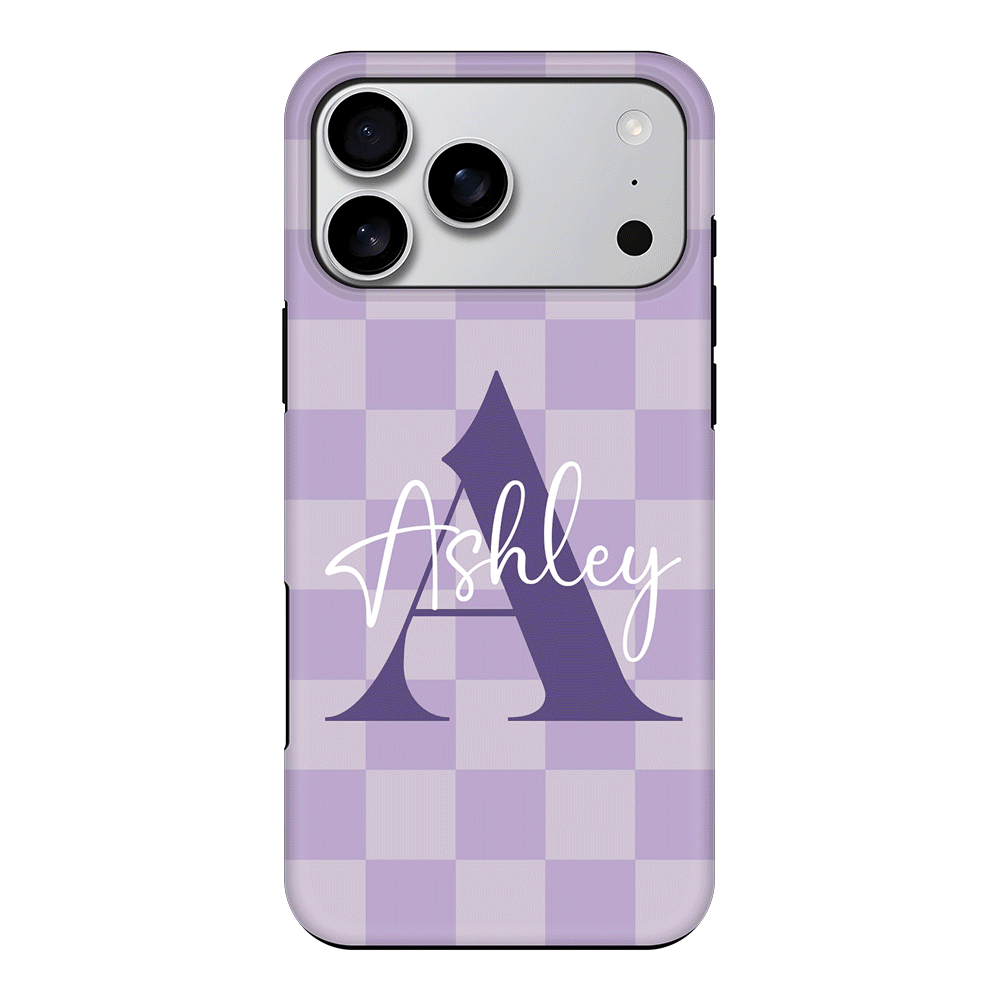 Apple iPhone 17 Pro Max / Tough MagSafe Personalized Name Initial Monogram Checkerboard, Phone Case - Stylizedd.com