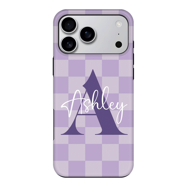 Apple iPhone 17 Pro Max / Tough MagSafe Personalized Name Initial Monogram Checkerboard, Phone Case - Stylizedd.com