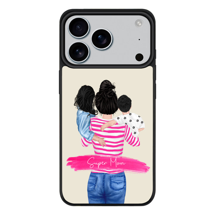 Apple iPhone 17 Pro / Rugged MagSafe Custom Clipart Text Mother Son & Daughter Phone Case - Stylizedd.com