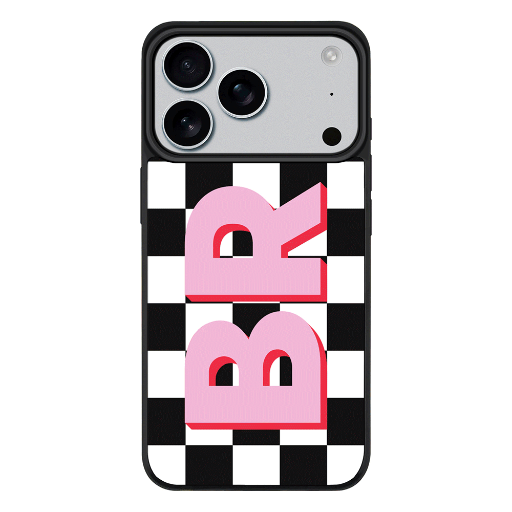 Apple iPhone 17 Pro / Rugged MagSafe Custom Monogram Initial Checkerboard, Phone Case - Stylizedd.com