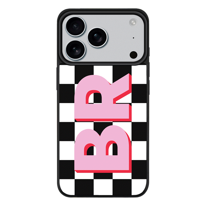 Apple iPhone 17 Pro / Rugged MagSafe Custom Monogram Initial Checkerboard, Phone Case - Stylizedd.com
