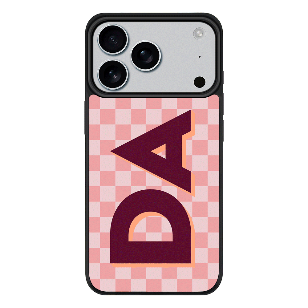 Apple iPhone 17 Pro / Rugged MagSafe Custom Monogram Initial Small Checkerboard, Phone Case - Stylizedd.com