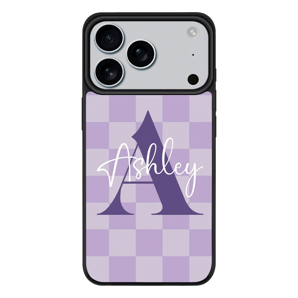 Apple iPhone 17 Pro / Rugged MagSafe Personalized Name Initial Monogram Checkerboard, Phone Case - Stylizedd.com