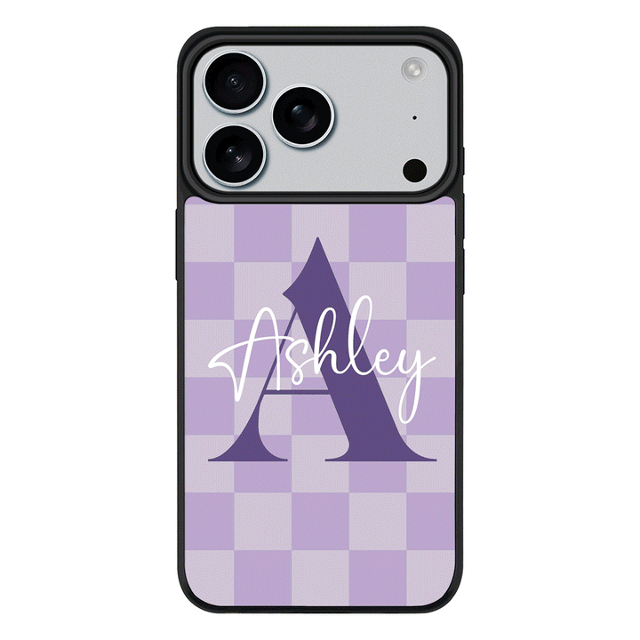 Apple iPhone 17 Pro / Rugged MagSafe Personalized Name Initial Monogram Checkerboard, Phone Case - Stylizedd.com