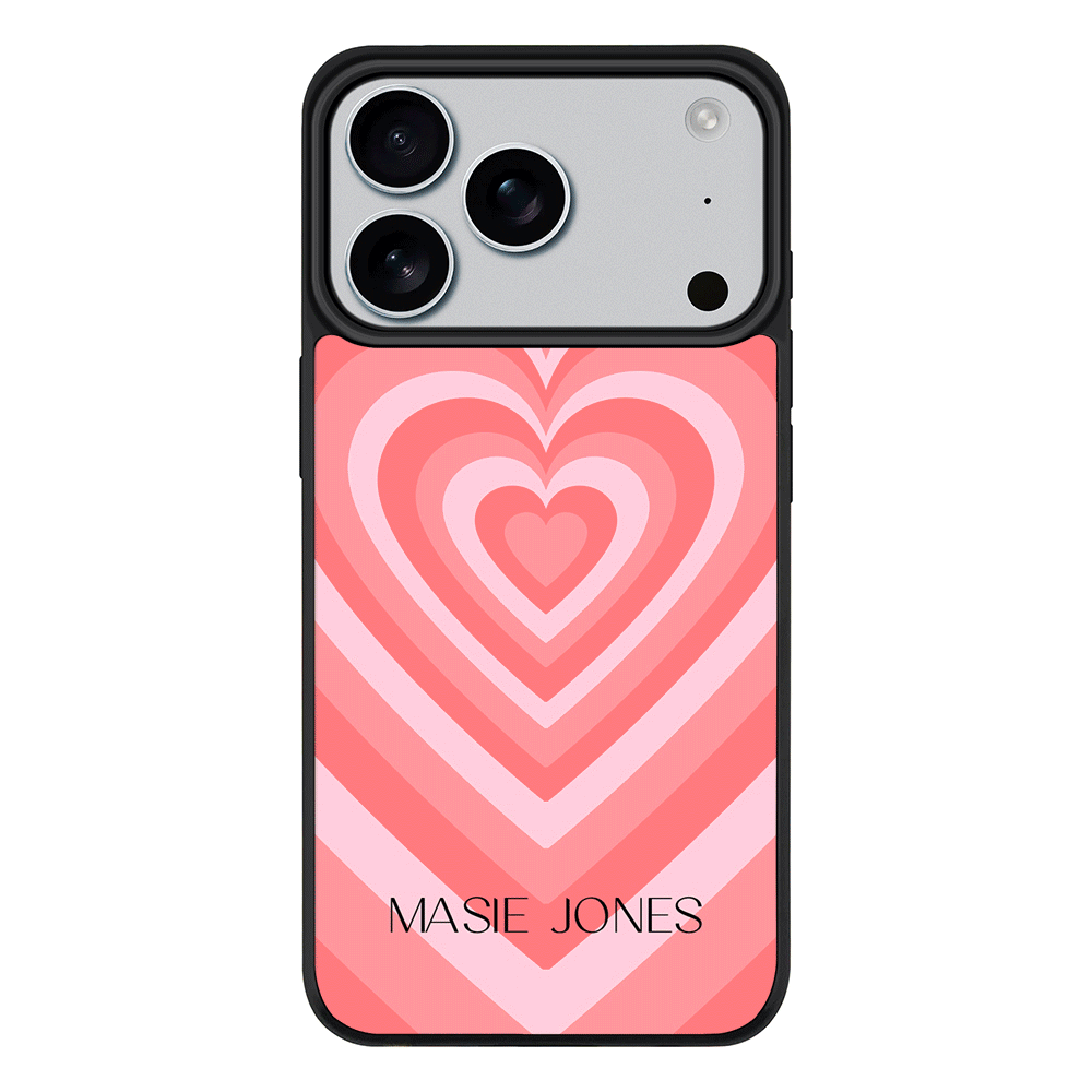 Apple iPhone 17 Pro / Rugged MagSafe Personalized Name Retro Hearts, Phone Case - Stylizedd.com