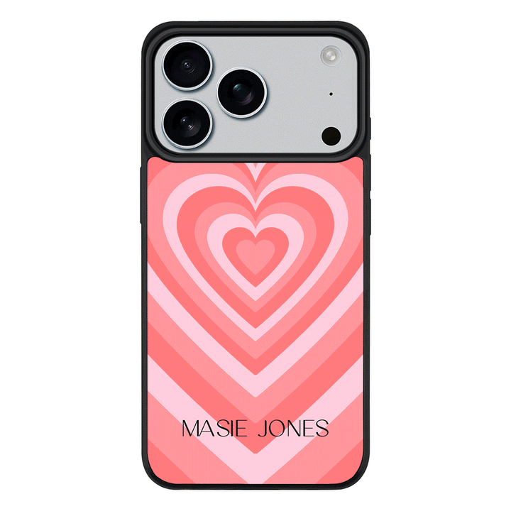 Apple iPhone 17 Pro / Rugged MagSafe Personalized Name Retro Hearts, Phone Case - Stylizedd.com