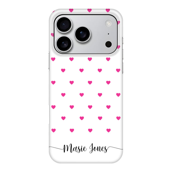 Apple iPhone 17 Pro / Snap MagSafe Heart Pattern Custom Text, My Name Phone Case - Stylizedd.com