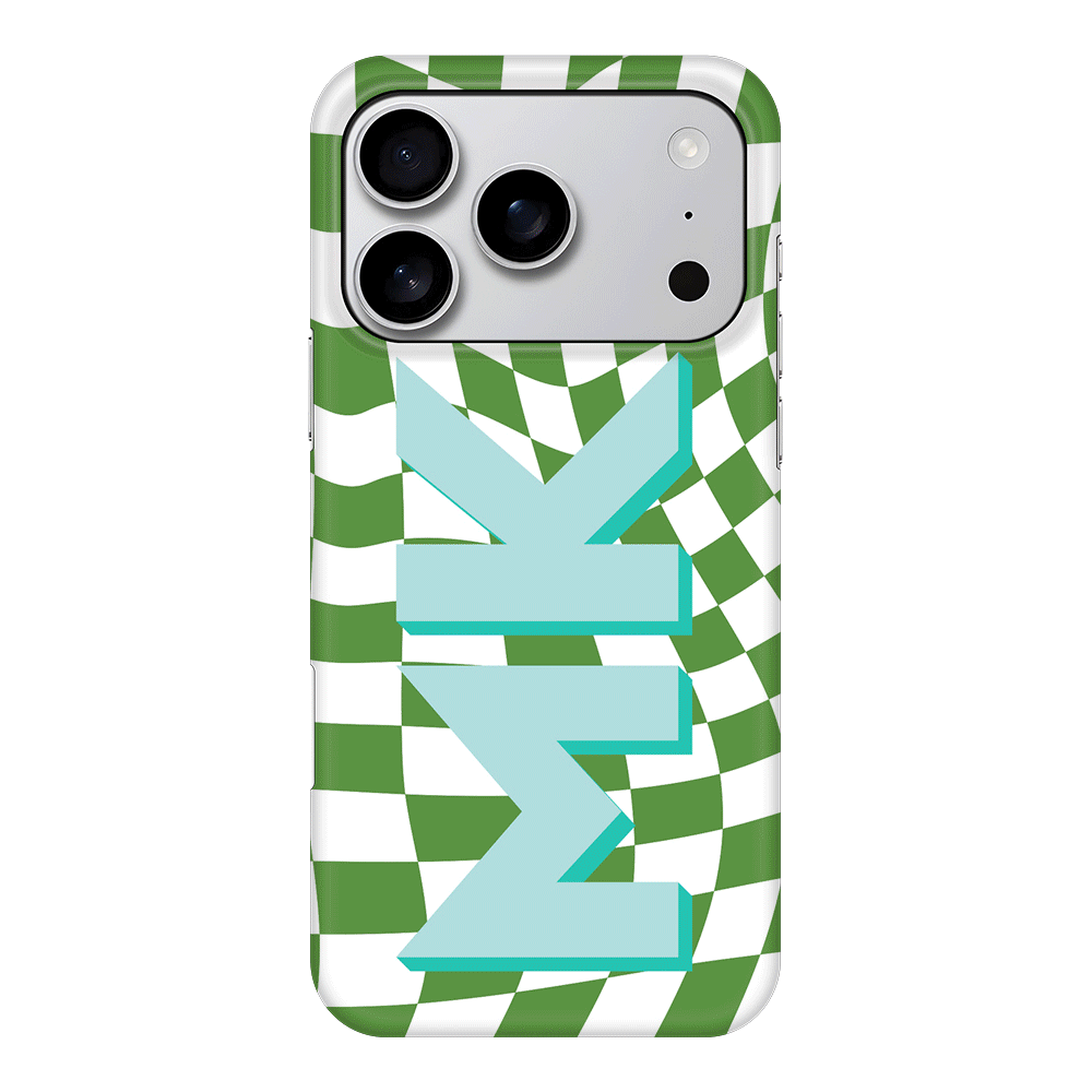 Apple iPhone 17 Pro / Snap MagSafe Custom Monogram Initial Wavy Checkerboard, Phone Case - Stylizedd.com
