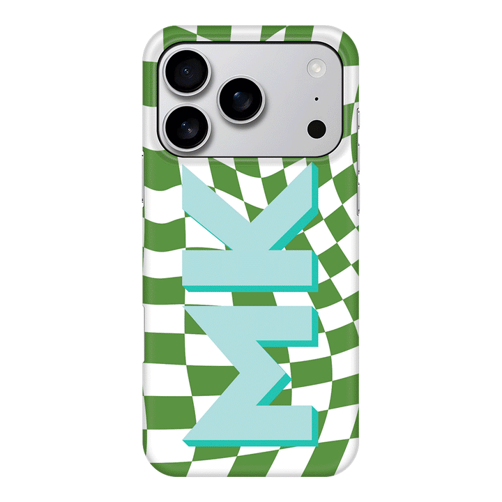 Apple iPhone 17 Pro / Snap MagSafe Custom Monogram Initial Wavy Checkerboard, Phone Case - Stylizedd.com