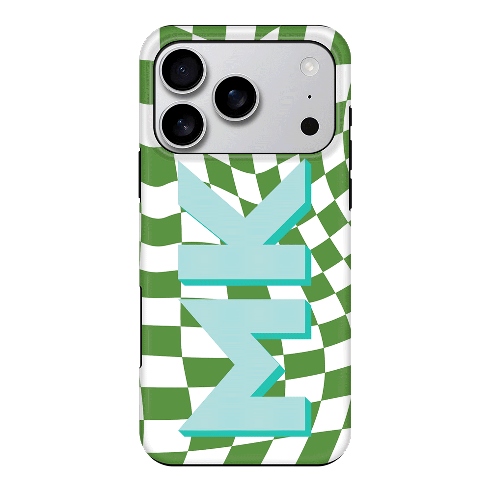 Apple iPhone 17 Pro / Tough MagSafe Custom Monogram Initial Wavy Checkerboard, Phone Case - Stylizedd.com