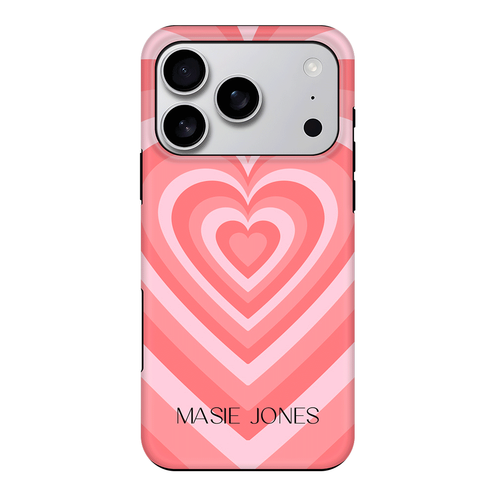 Apple iPhone 17 Pro / Tough MagSafe Personalized Name Retro Hearts, Phone Case - Stylizedd.com