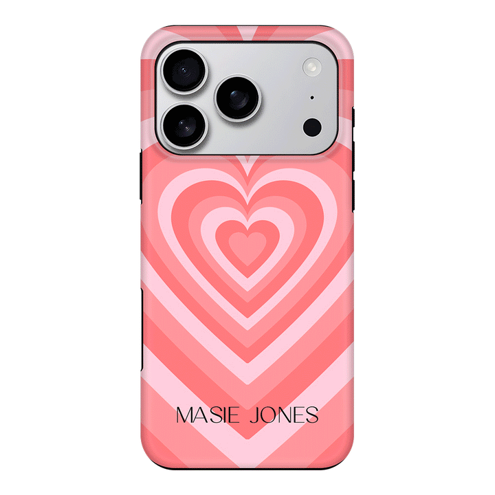 Apple iPhone 17 Pro / Tough MagSafe Personalized Name Retro Hearts, Phone Case - Stylizedd.com