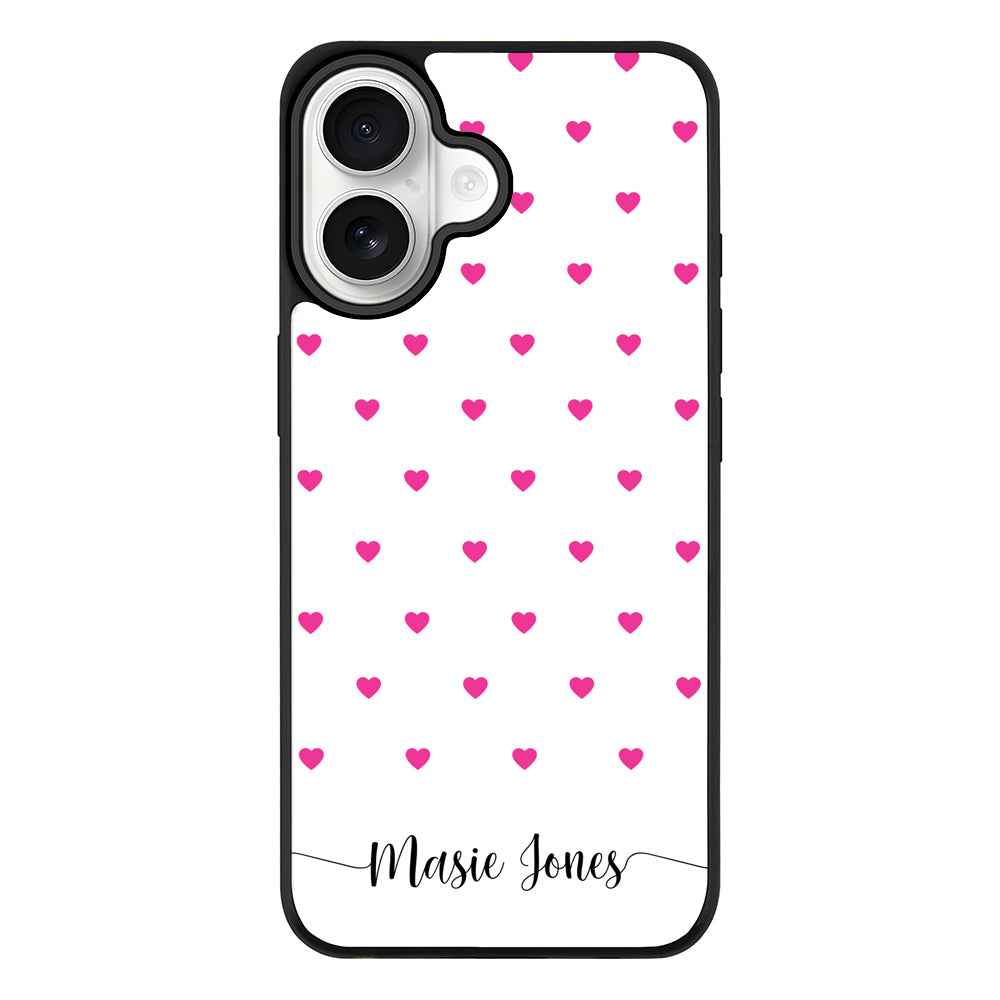 Apple iPhone 17 / Rugged MagSafe Heart Pattern Custom Text, My Name Phone Case - Stylizedd.com
