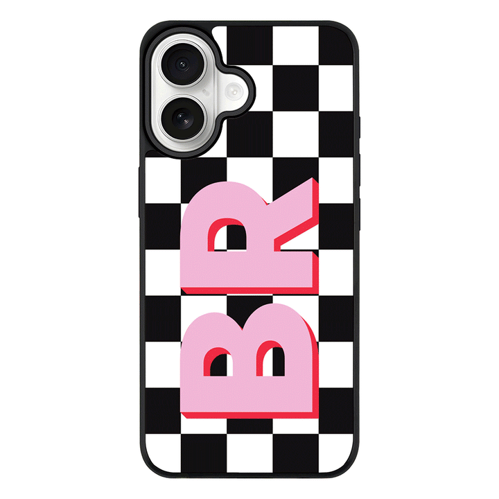 Apple iPhone 17 / Rugged MagSafe Custom Monogram Initial Checkerboard, Phone Case - Stylizedd.com