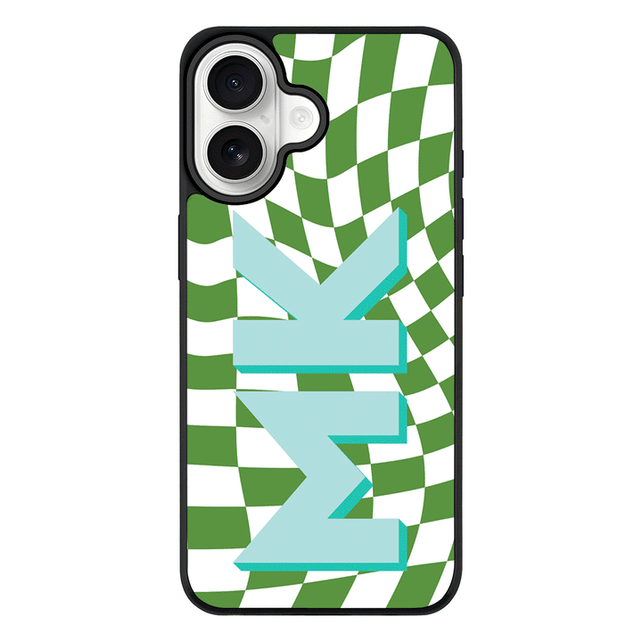 Apple iPhone 17 / Rugged MagSafe Custom Monogram Initial Wavy Checkerboard, Phone Case - Stylizedd.com