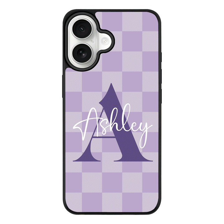 Apple iPhone 17 / Rugged MagSafe Personalized Name Initial Monogram Checkerboard, Phone Case - Stylizedd.com
