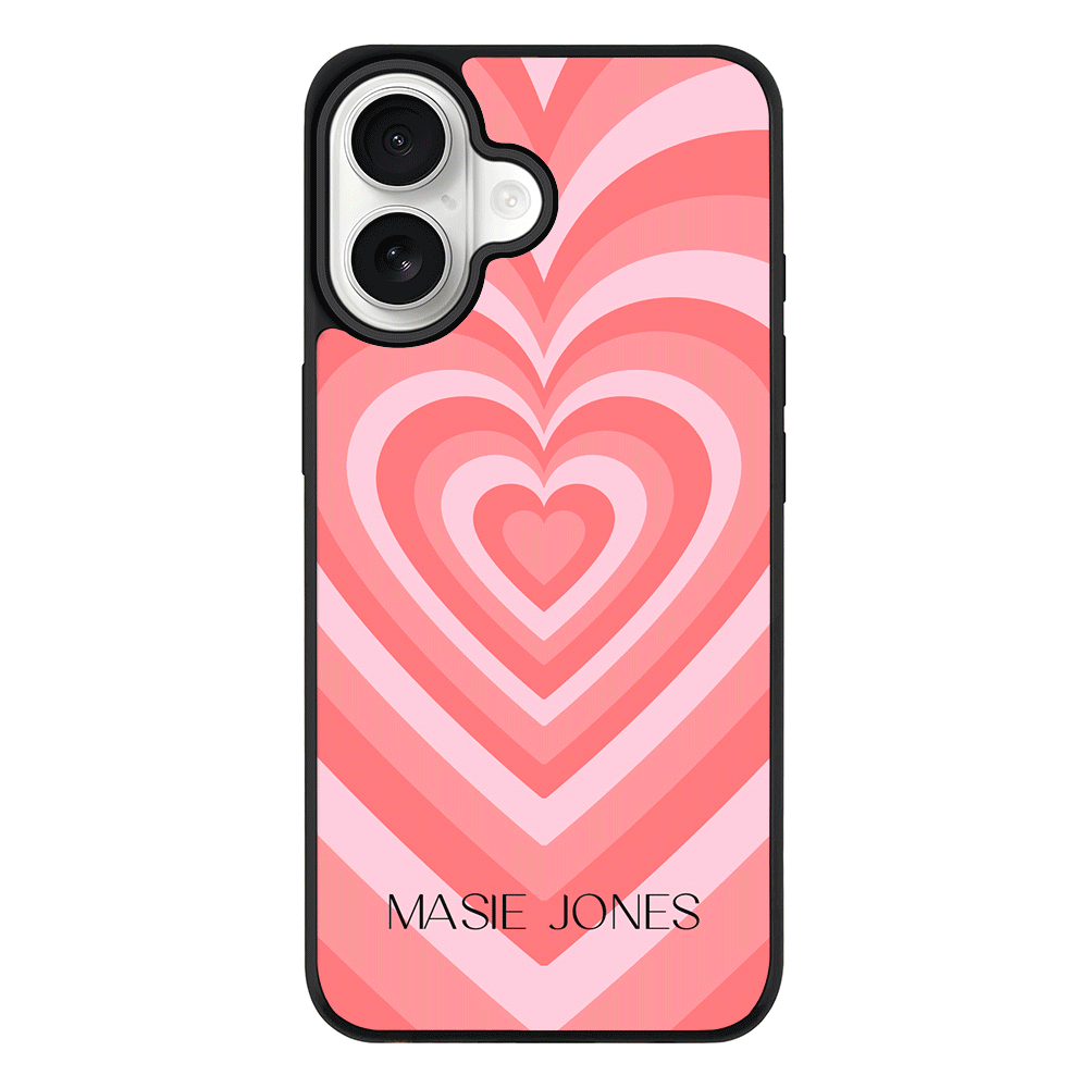 Apple iPhone 17 / Rugged MagSafe Personalized Name Retro Hearts, Phone Case - Stylizedd.com
