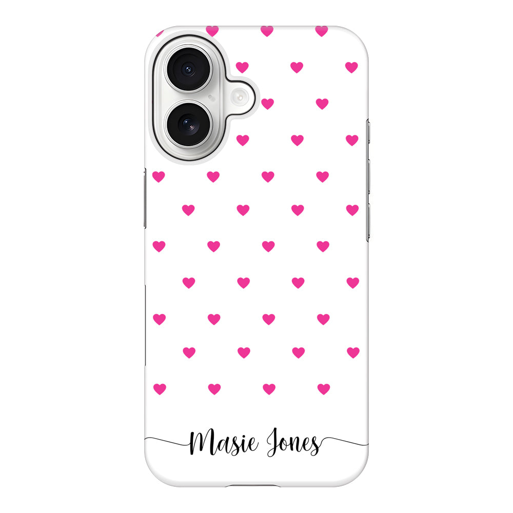 Apple iPhone 17 / Snap MagSafe Heart Pattern Custom Text, My Name Phone Case - Stylizedd.com