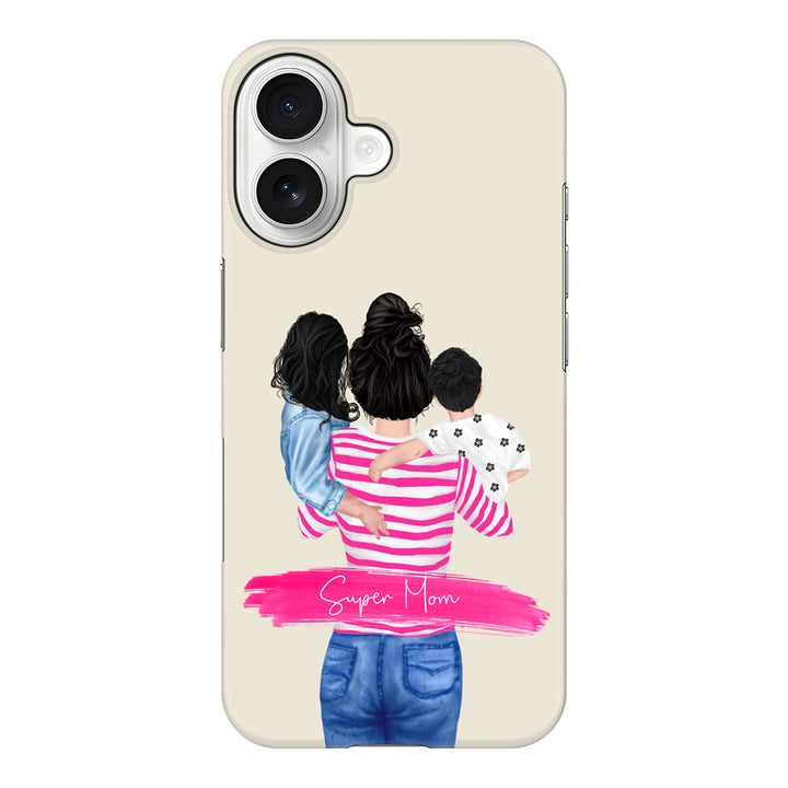 Apple iPhone 17 / Snap MagSafe Custom Clipart Text Mother Son & Daughter Phone Case - Stylizedd.com