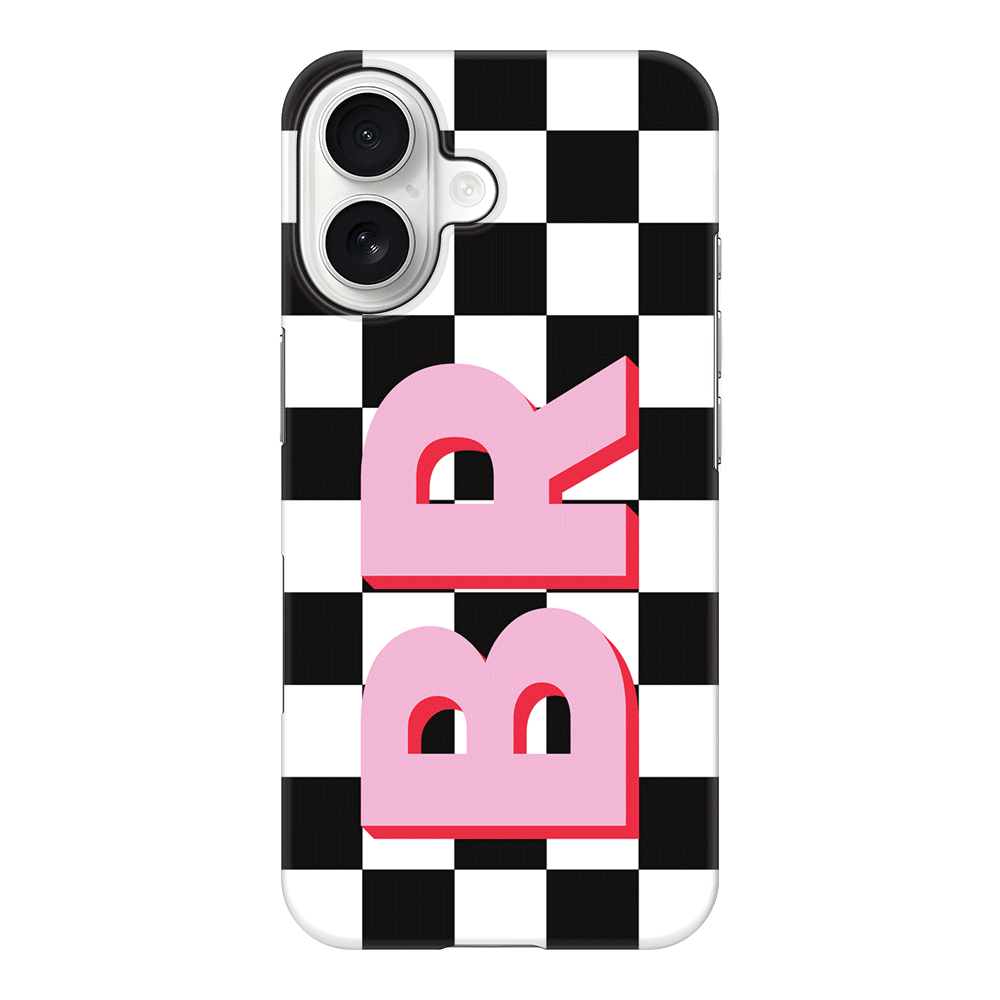Apple iPhone 17 / Snap MagSafe Custom Monogram Initial Checkerboard, Phone Case - Stylizedd.com