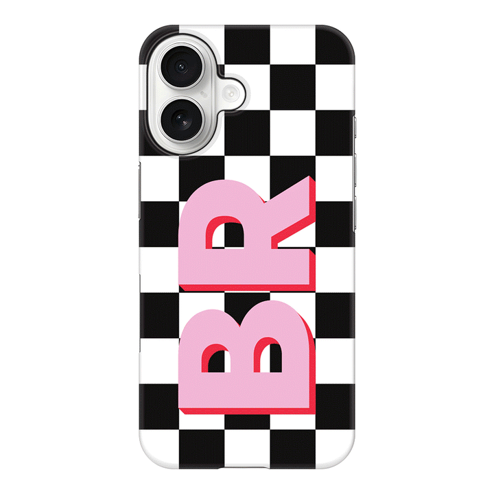 Apple iPhone 17 / Snap MagSafe Custom Monogram Initial Checkerboard, Phone Case - Stylizedd.com