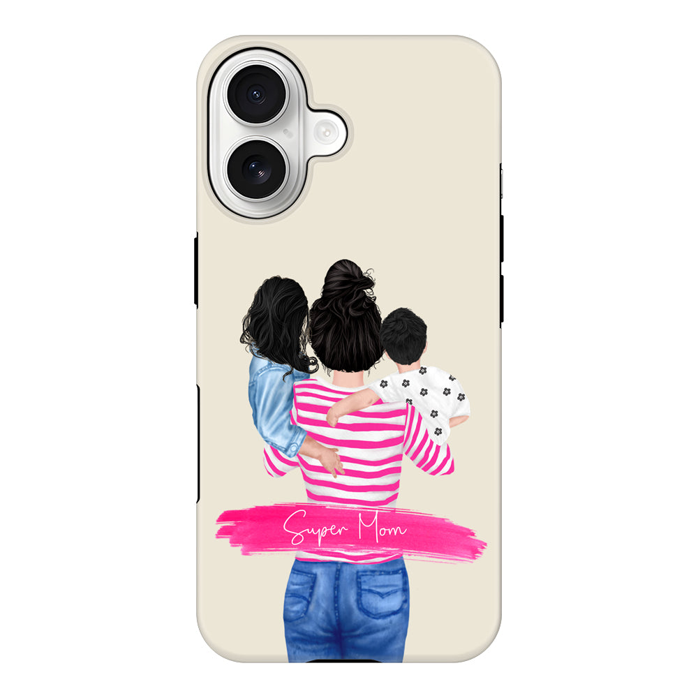 Apple iPhone 17 / Tough MagSafe Custom Clipart Text Mother Son & Daughter Phone Case - Stylizedd.com