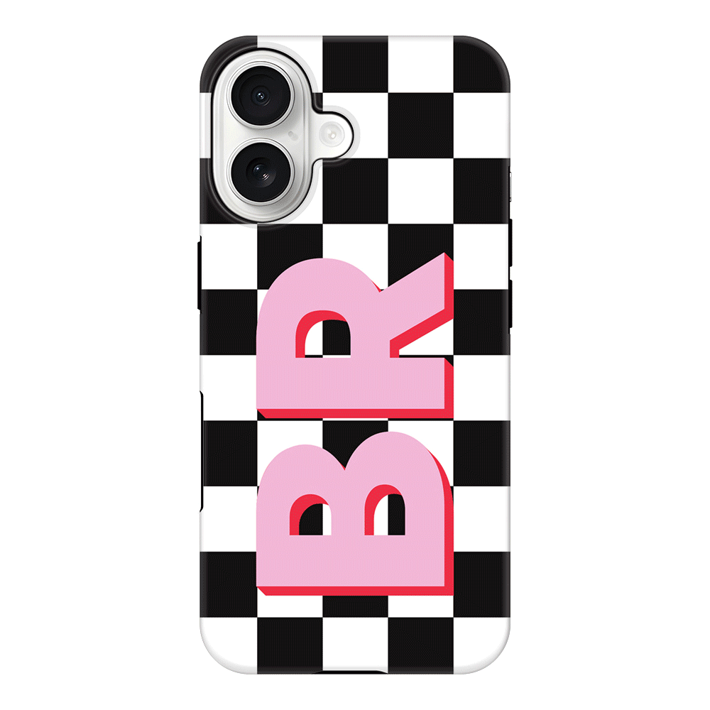 Apple iPhone 17 / Tough MagSafe Custom Monogram Initial Checkerboard, Phone Case - Stylizedd.com