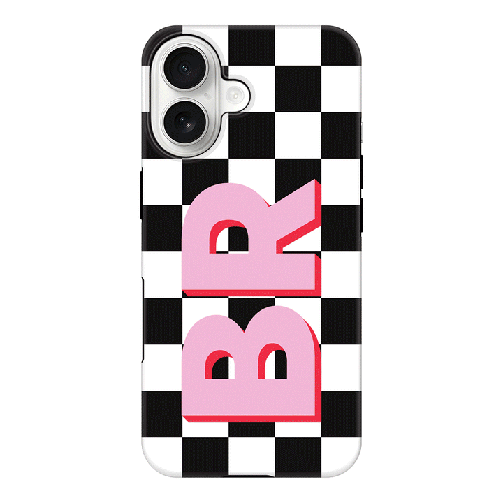 Apple iPhone 17 / Tough MagSafe Custom Monogram Initial Checkerboard, Phone Case - Stylizedd.com
