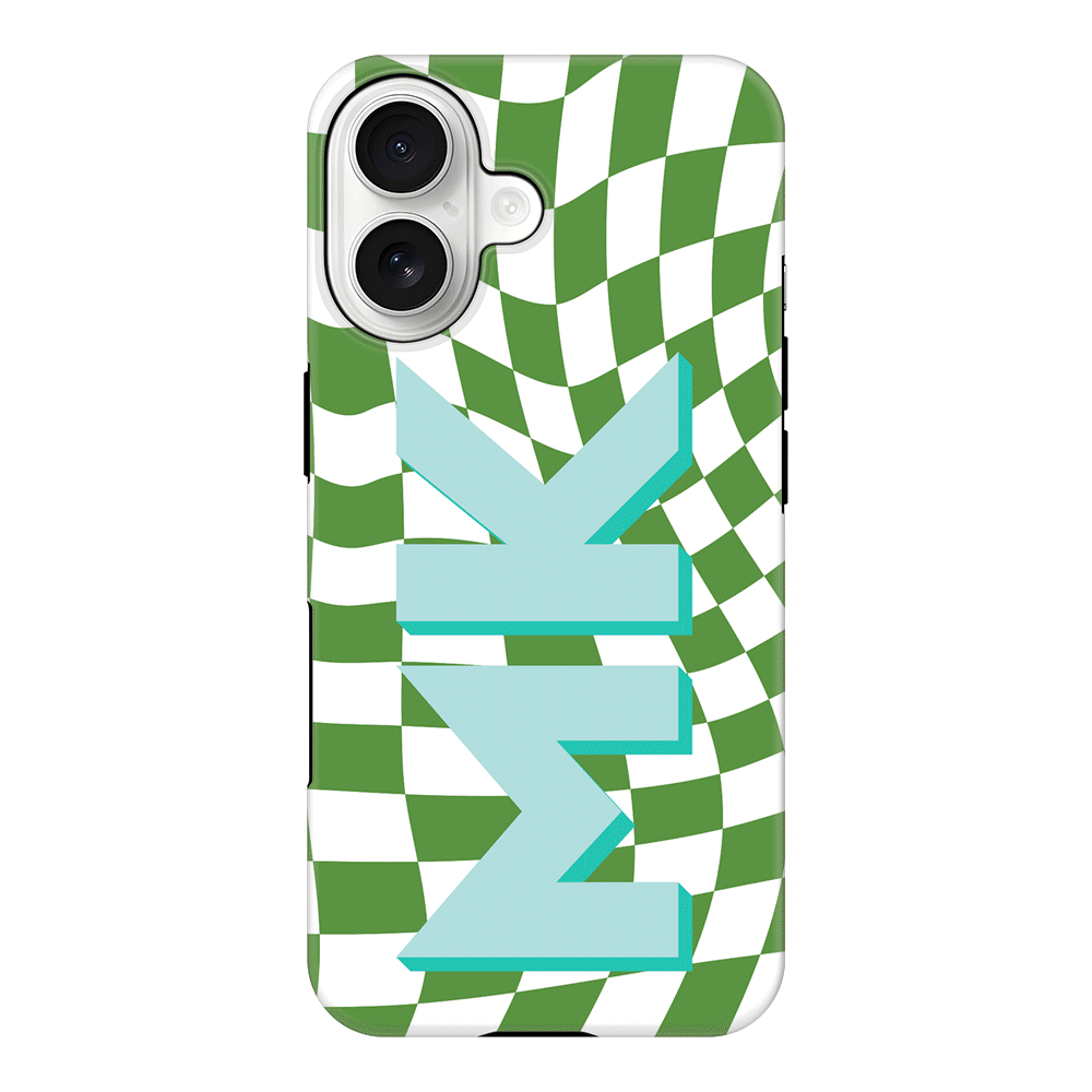Apple iPhone 17 / Tough MagSafe Custom Monogram Initial Wavy Checkerboard, Phone Case - Stylizedd.com