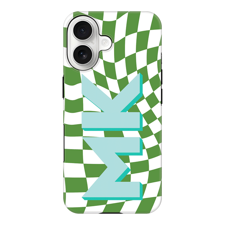Apple iPhone 17 / Tough MagSafe Custom Monogram Initial Wavy Checkerboard, Phone Case - Stylizedd.com