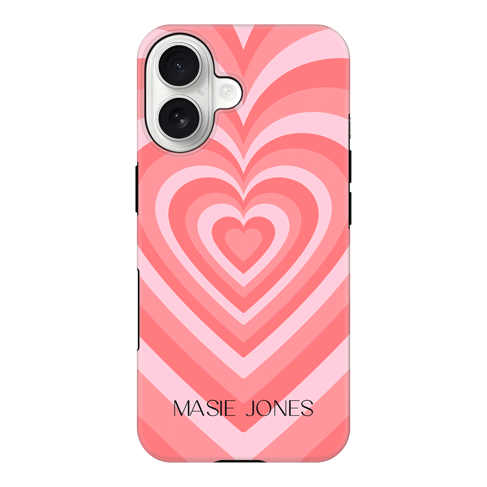 Apple iPhone 17 / Tough MagSafe Personalized Name Retro Hearts, Phone Case - Stylizedd.com