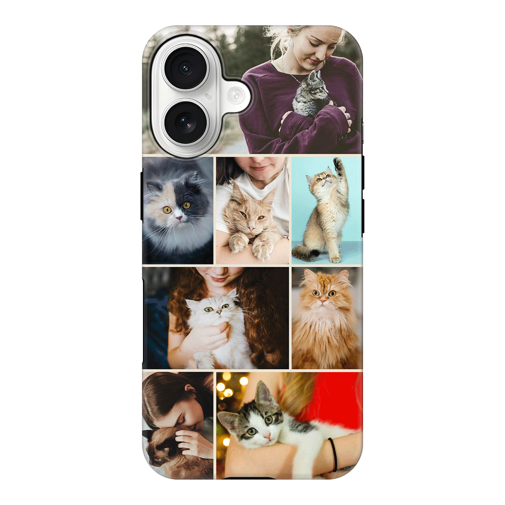 Apple iPhone 17 / Tough MagSafe Personalised Photo Collage Grid Pet Cat, Phone Case - Stylizedd.com