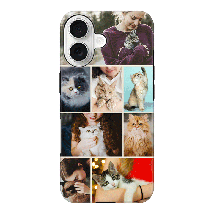 Apple iPhone 17 / Tough MagSafe Personalised Photo Collage Grid Pet Cat, Phone Case - Stylizedd.com