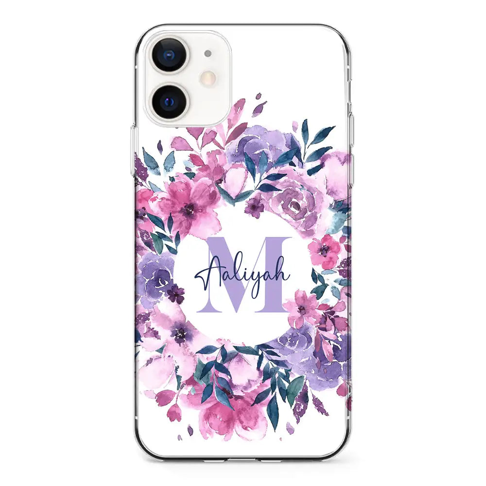 Apple iPhone 11 / Clear Classic Custom Monogram Floral Flower Initial Name & Letter, Phone Case - Stylizedd.com