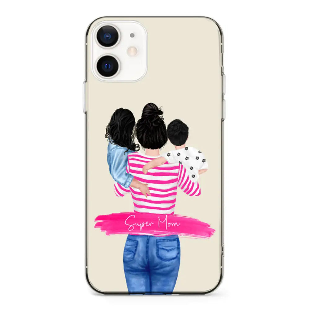 Apple iPhone 11 / Clear Classic Phone Case Custom Clipart Text Mother Son & Daughter Phone Case - Stylizedd.com