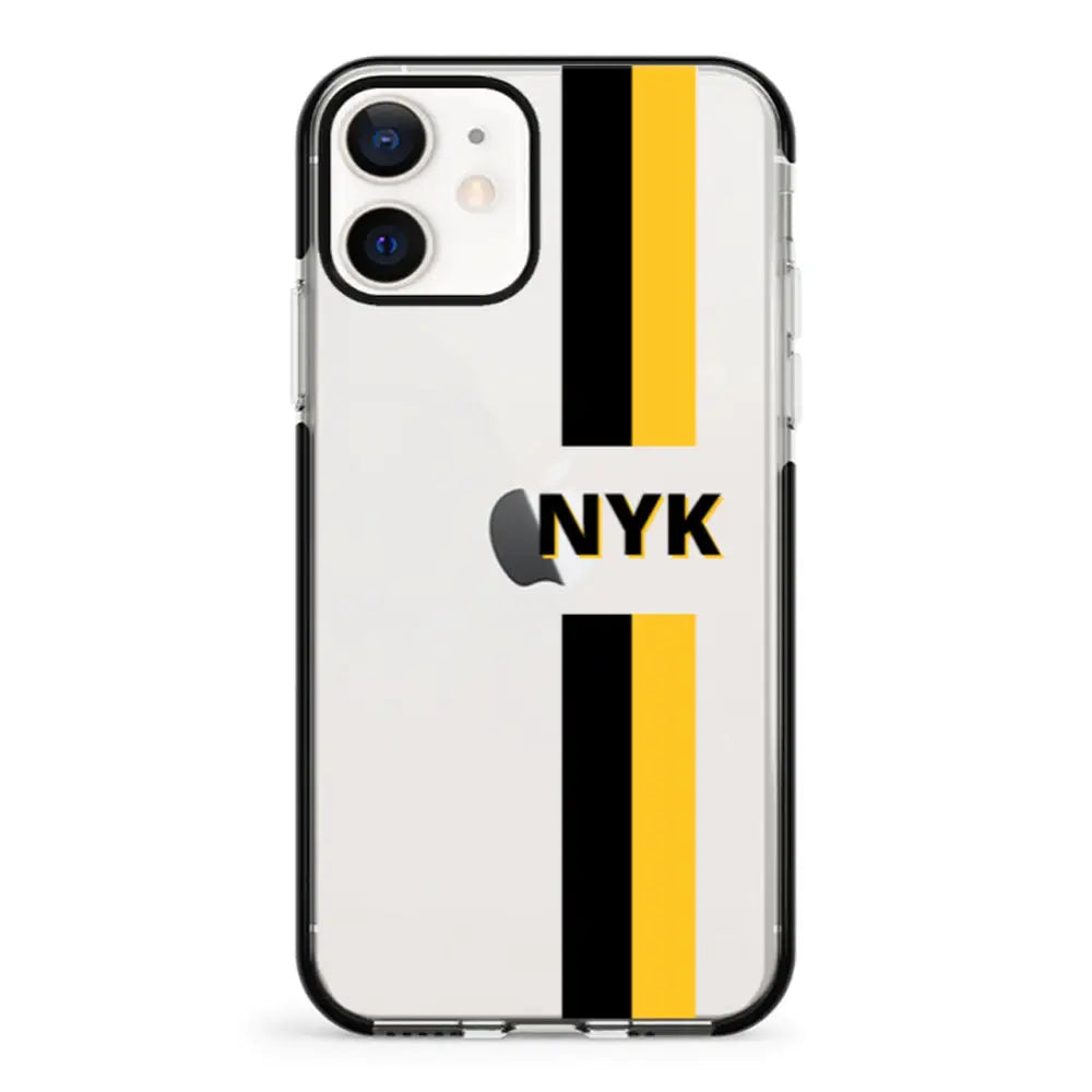 Apple iPhone 11 / Impact Pro Black Custom Striped Monogram Phone Case - Stylizedd.com